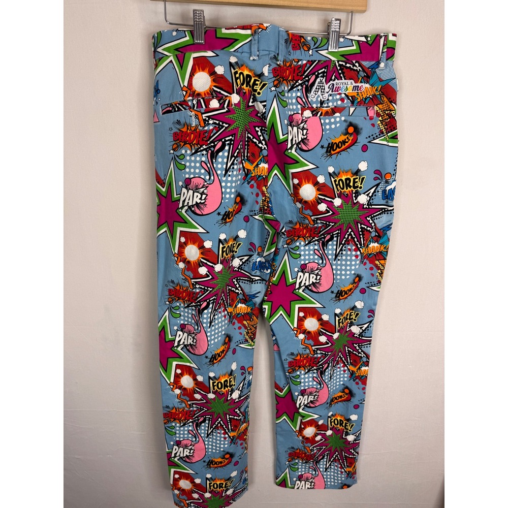 Royal & Awesome Mens Golf Pants Comic Book‎ Partoon Print Blue Men 36X30 - Picture 3 of 11